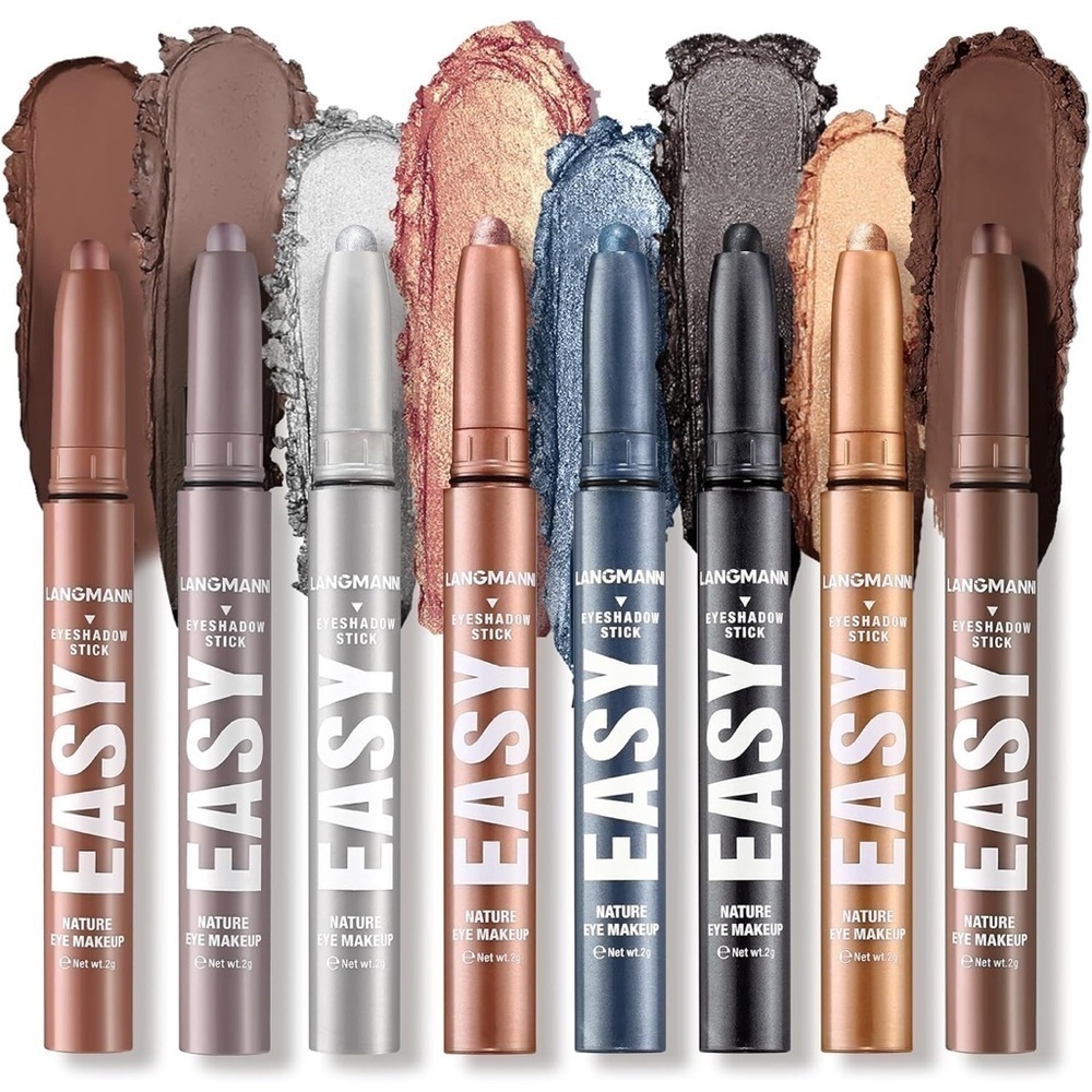 8 pieces eyeshadow stick set in warm neutral colors 24 hour long wear